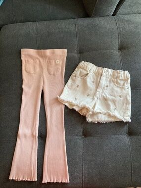 EUC Easy Peasy Denim Shorts Pink Leggings Size 5T